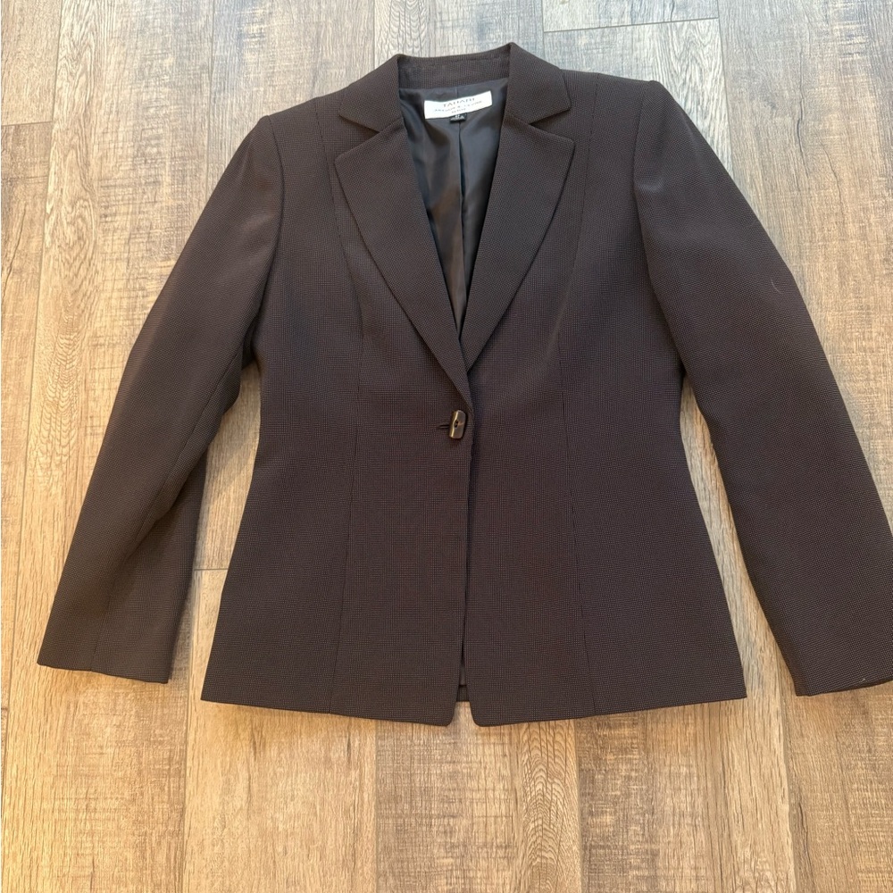 Tahari ASL Tailored Brown Pinpoint Blazer Sz 6P